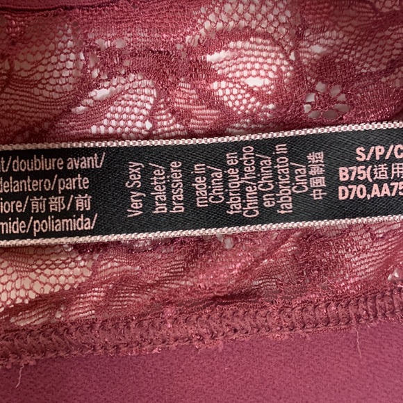 Victoria’s Secret | Maroon Very Sexy High Neck Lace Underwire Bralette Lingerie - Picture 7 of 8